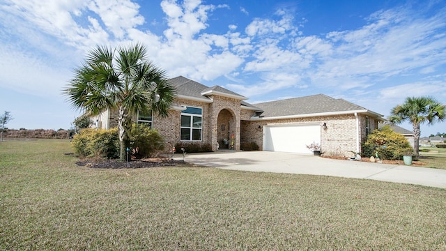 view of front of home featuring a garage and a front yard