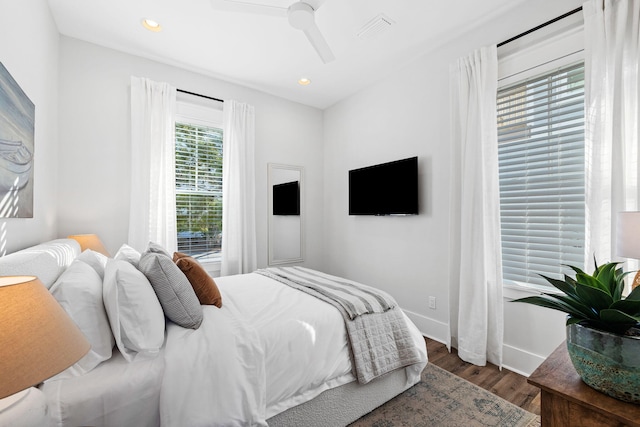83 Sawgrass Ln, Santa Rosa Beach, FL 32459 - bedroom featuring ceiling fan and dark hardwood / wood-style flooring