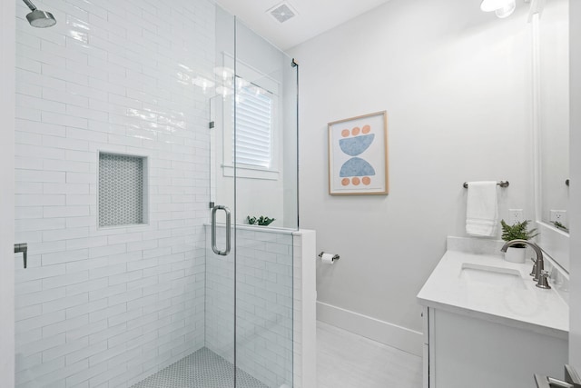 83 Sawgrass Ln, Santa Rosa Beach, FL 32459 - bathroom featuring vanity and an enclosed shower