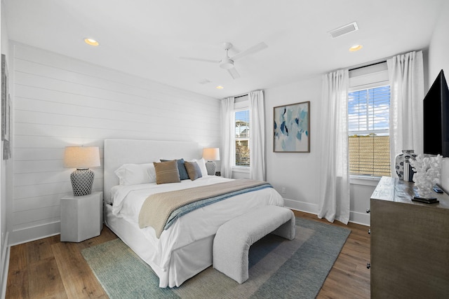 83 Sawgrass Ln, Santa Rosa Beach, FL 32459 - bedroom with ceiling fan and dark hardwood / wood-style floors