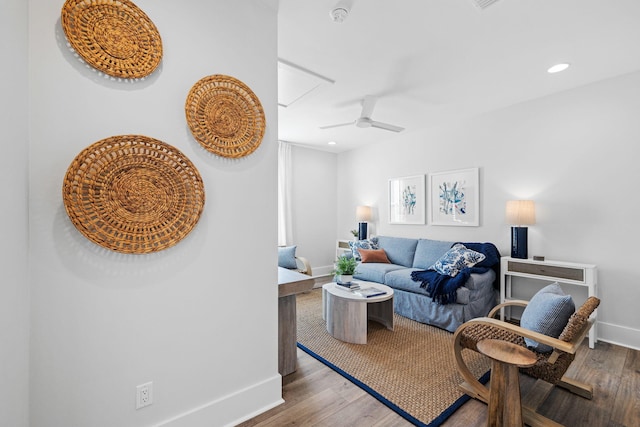 83 Sawgrass Ln, Santa Rosa Beach, FL 32459 - living room featuring hardwood / wood-style flooring and ceiling fan