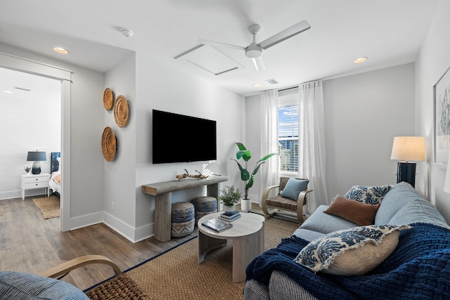 83 Sawgrass Ln, Santa Rosa Beach, FL 32459 - living room featuring ceiling fan and hardwood / wood-style floors