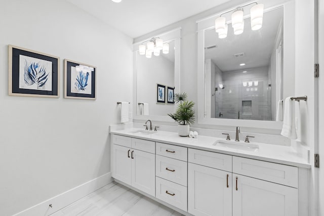 83 Sawgrass Ln, Santa Rosa Beach, FL 32459 - bathroom featuring an enclosed shower and vanity
