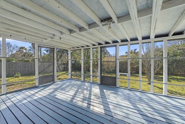 view of unfurnished sunroom