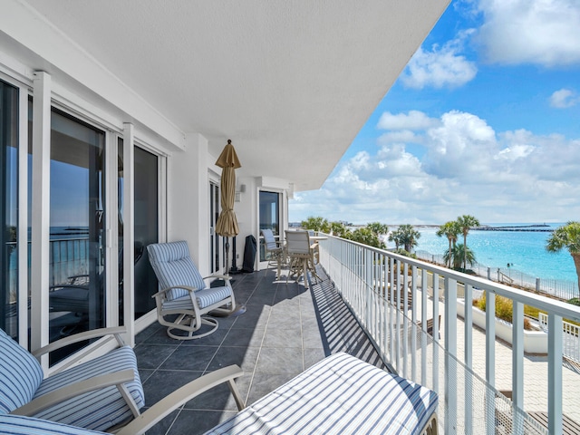 balcony with a water view