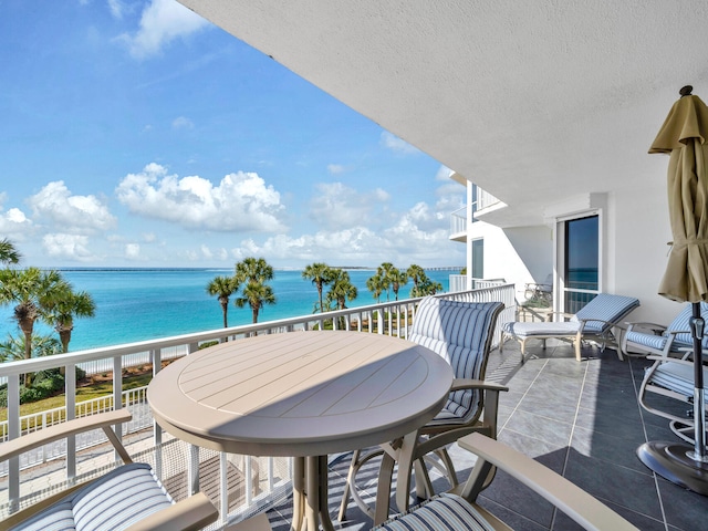 balcony with a water view