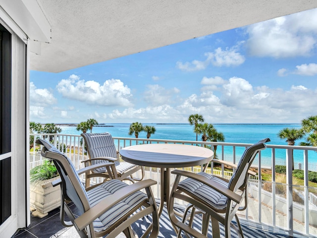 balcony with a water view