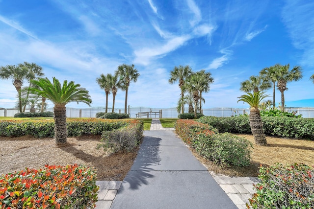 view of community featuring a water view