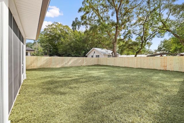 view of yard featuring a fenced backyard