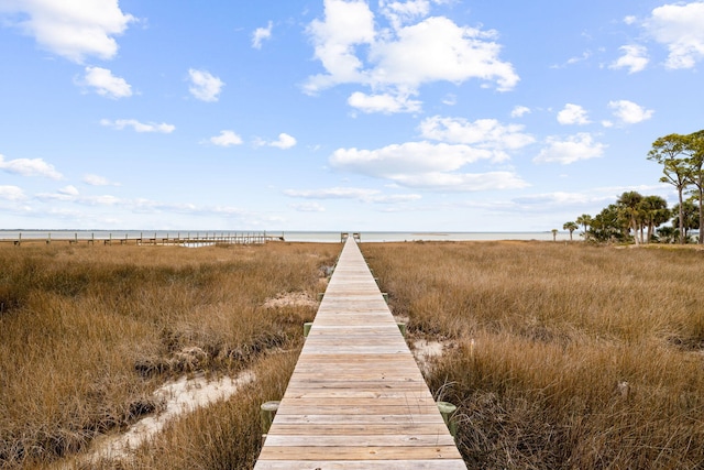 dock area featuring a water view