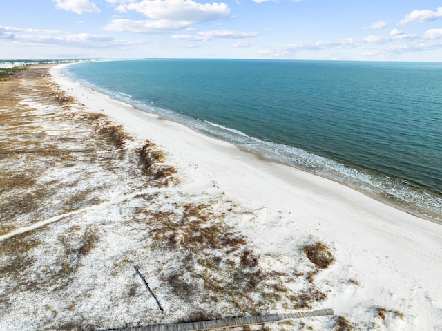 property view of water featuring a beach view