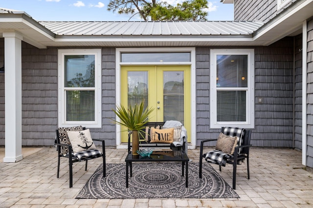 view of patio / terrace with an outdoor hangout area and french doors