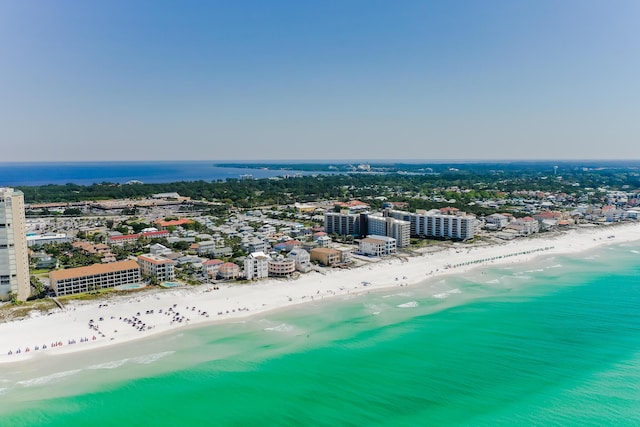 aerial view with a view of the beach and a water view