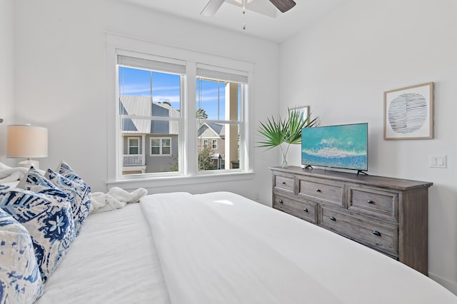 bedroom featuring ceiling fan