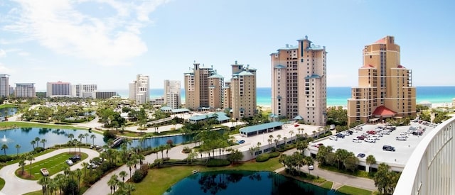 view of city with a water view