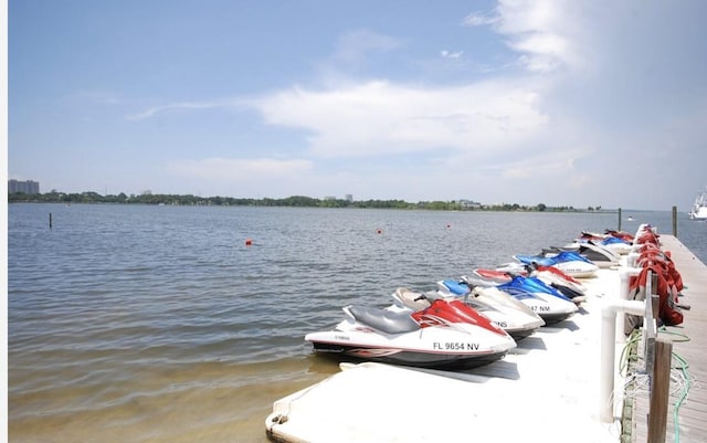 view of dock featuring a water view