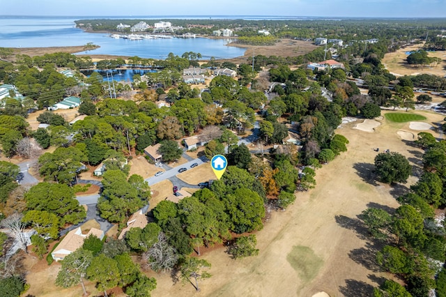 bird's eye view featuring a water view