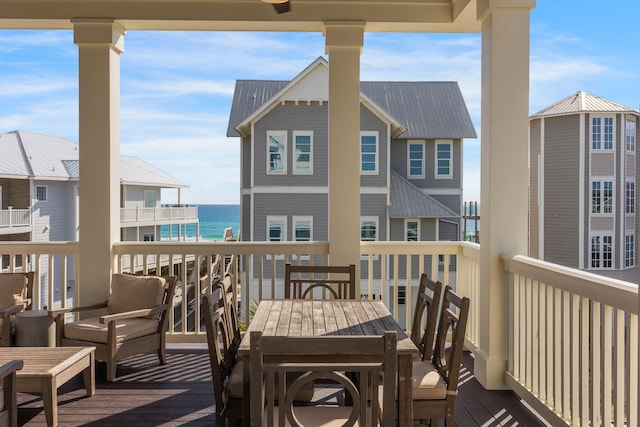 balcony with a water view