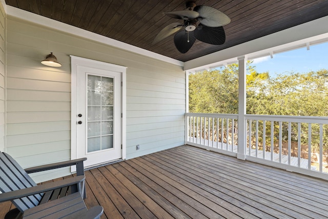 deck featuring ceiling fan