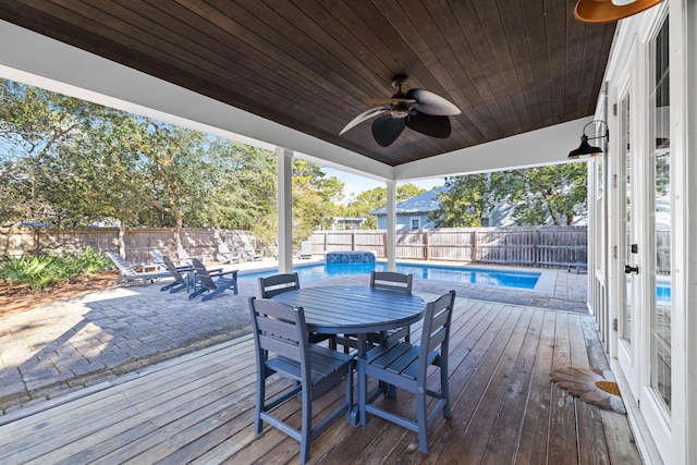 wooden deck with ceiling fan