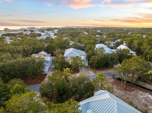 view of aerial view at dusk