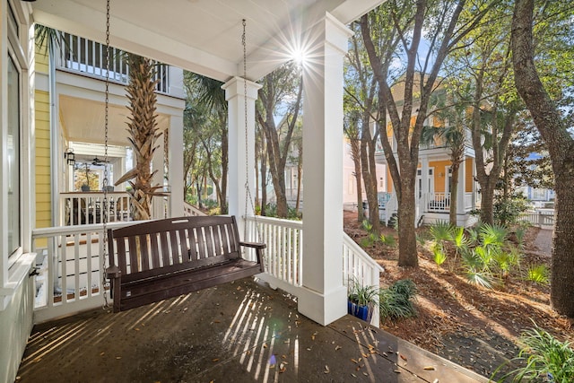 wooden deck featuring a porch