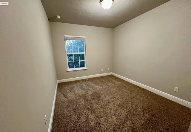 unfurnished room with carpet flooring and a textured ceiling