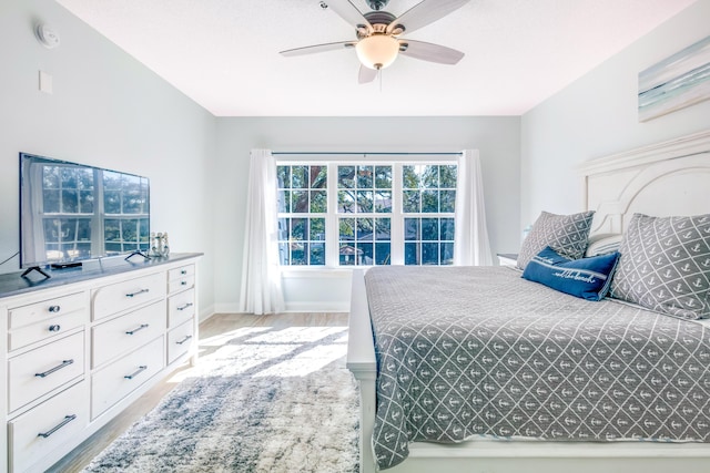 bedroom featuring ceiling fan