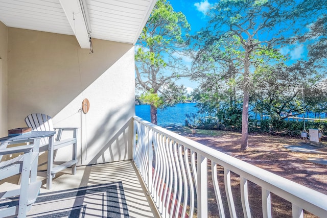 balcony with a water view