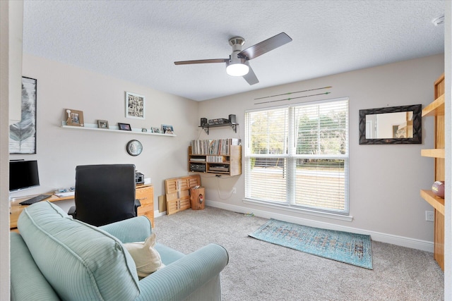 1911 Ladybird Ln, Gulf Breeze, FL 32563 - carpeted office space with baseboards, ceiling fan, and a textured ceiling