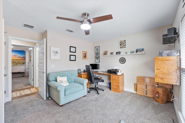 1911 Ladybird Ln, Gulf Breeze, FL 32563 - carpeted office space with a textured ceiling, ceiling fan, and visible vents