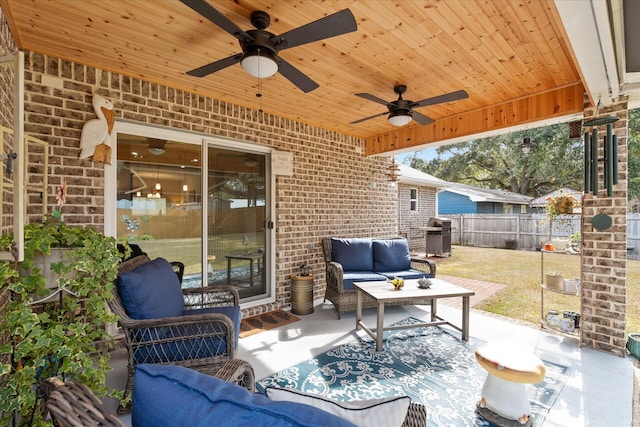 1911 Ladybird Ln, Gulf Breeze, FL 32563 - view of patio / terrace featuring outdoor lounge area, fence, and a ceiling fan