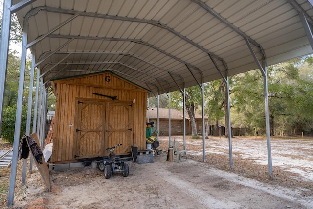 view of parking / parking lot with a carport