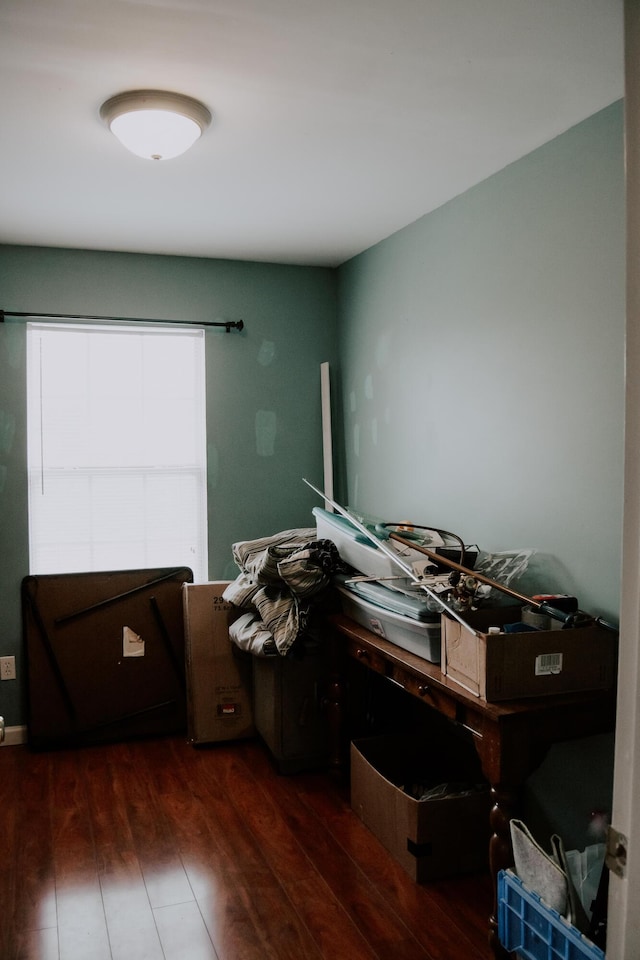 interior space with dark hardwood / wood-style flooring