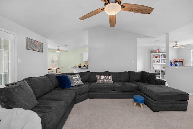 1775 Village Pkwy, Gulf Breeze, FL 32563 - living room with vaulted ceiling and light colored carpet