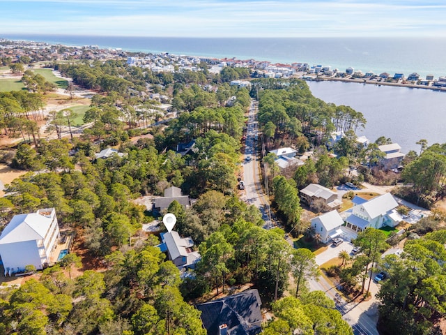 bird's eye view featuring a water view