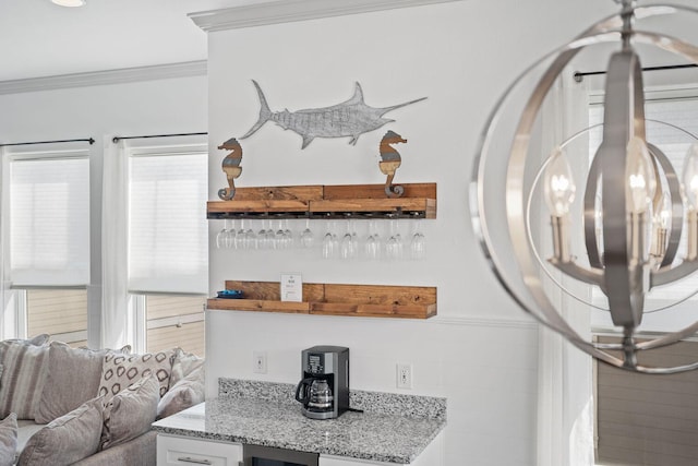 room details with bar and crown molding