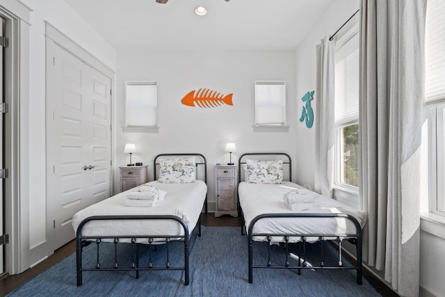 bedroom featuring dark wood-type flooring