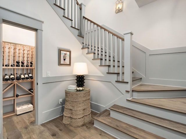 wine room featuring hardwood / wood-style floors