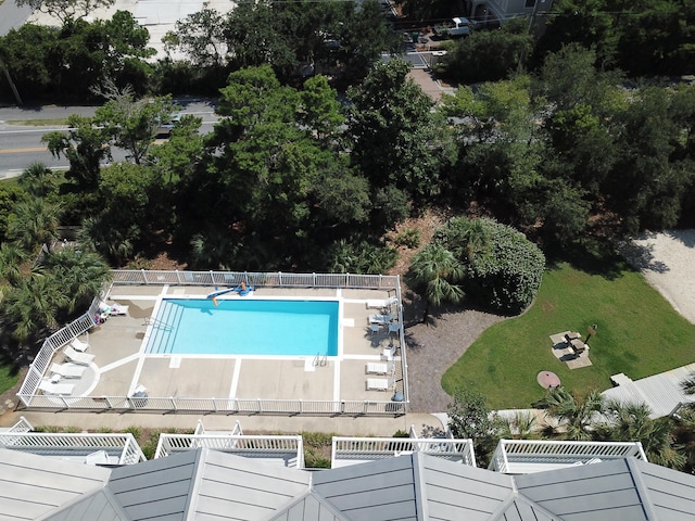 view of swimming pool featuring a patio area