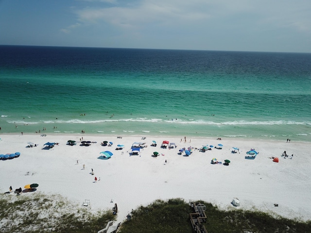 property view of water featuring a view of the beach