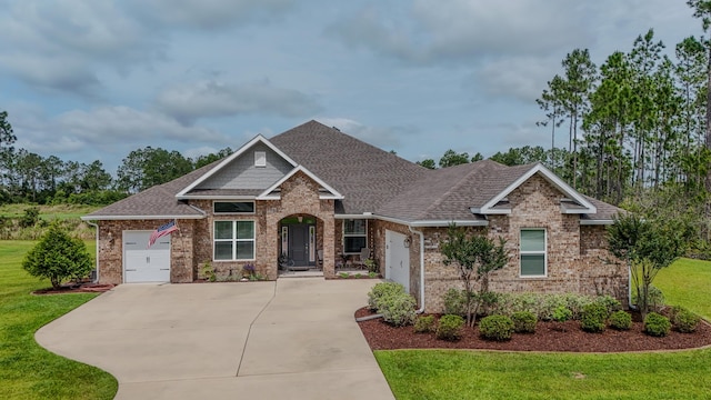 132 Gulf Pines Ct, Freeport, FL 32439 - craftsman-style house with an attached garage, concrete driveway, roof with shingles, and brick siding