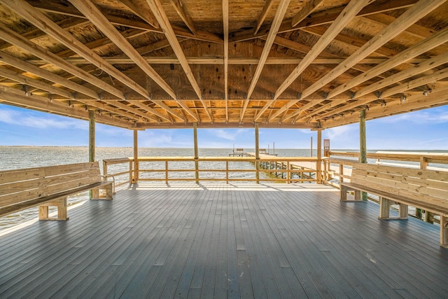 deck with a water view