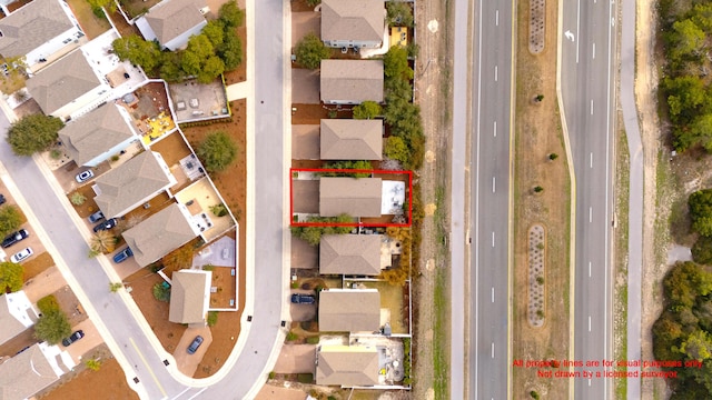 bird's eye view with a residential view