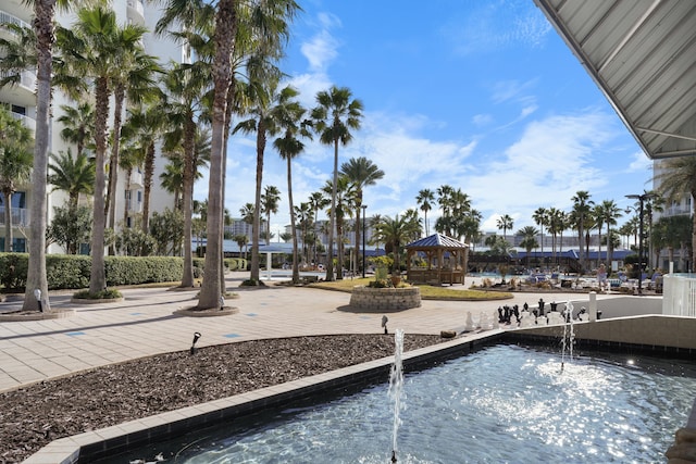 view of swimming pool with a gazebo