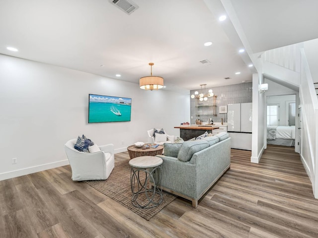 living room featuring hardwood / wood-style flooring