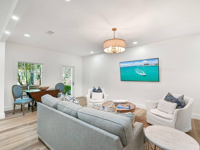 living room featuring light hardwood / wood-style flooring