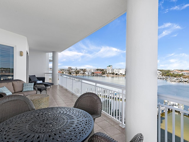 balcony with a water view