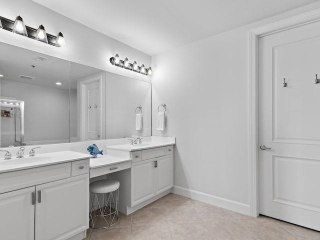 bathroom with vanity and tile patterned floors