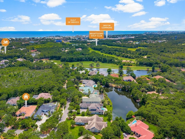 416 Admiral Ct, Destin, FL 32541 - aerial perspective of suburban area with a large body of water